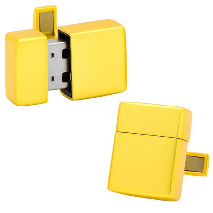Yellow 8GB USB Flash Drive Cufflinks