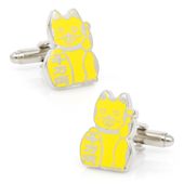 Yellow Lucky Cat Cufflinks