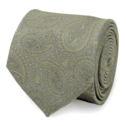 Yoda Paisley Sage Green Silk Men's Tie