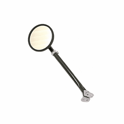 1100101 Round Mirror with Arm and Bracket, Black, 41-64 Fords, Willys, Jeeps by Rugged Ridge