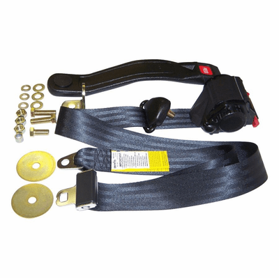 BELT3B Black Seat Belt, 3-Point Retractable for 82-95 Jeep CJ and Wrangler YJ by Crown