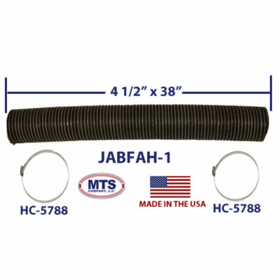JABFAH-1 Willys Pick-up, Wagon 4-1/2 inch diameter fresh air box hose pre-cut 38 inches w/ hose clamps by MTS