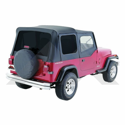 RT10015T Replacement Soft Top, Black Denim with Tinted Windows for 1988-1995 Jeep Wrangler YJ by Crown