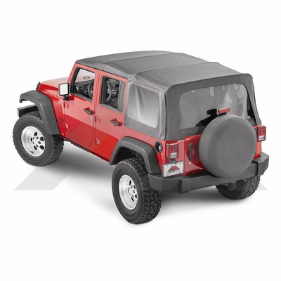 RT11035T Replacement Soft Top, Black Diamond with Tinted Windows for 2007-2009 Jeep Wrangler JK 4-Door by Crown
