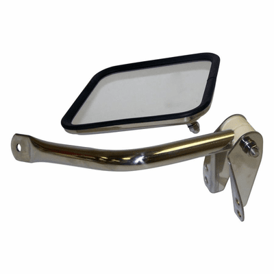 RT30009 Right Side Mirror and Arm, Stainless Steel for 55-95 Jeep CJ & Wrangler YJ by Crown
