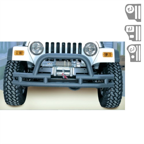 1156103 3Inch Double Tube Front Winch Bumper, Hoop, 7606 Jeep Models