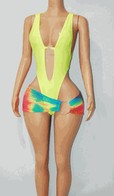 2pc Slim monokini w/net skirt 
