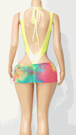 2pc Slim monokini w/net skirt 