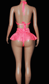 3pc lace ruffle sk set w/g string