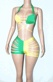 Brazil slashed short set w/stones