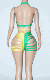 Brazil slashed short set w/stones