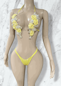 3d rhinestone flower y back set