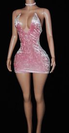 Crushed velvet mini w/choker