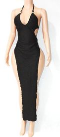 Double slit gown w/ties