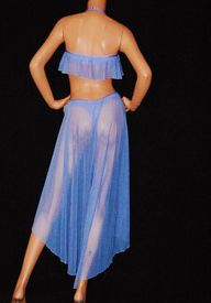 Flared ruffle thong set w/choker 