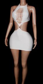High neck slashed mini 