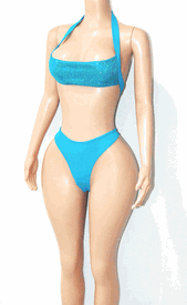 High waist sequin thong set 