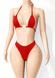 High waist set w/rhinestone bow (3colors)