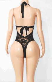 Lace halter mokokini w/ties