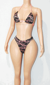 Lace overlay high wasit thong set 