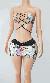 Lace up sk set w/stones