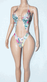 Logo white print monokini