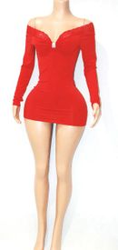 Long sleeve mini w/lace trim