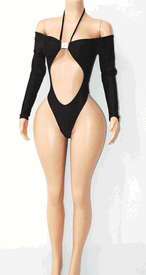 Long sleeve monoikini w/Rectangle buckle