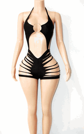 Slashed romper w/ring