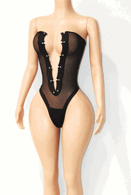 Mesh tube monokini  with stones