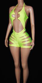 Slashed romper w/ties