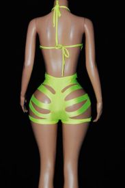 Slashed romper w/ties