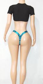 Plaid thong set w/ties