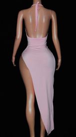 Slanted lace trim gown
