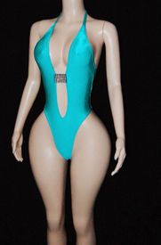 Halter monokini w/rhinestone