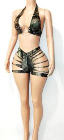 Slashed ring short set 