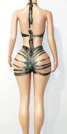 Slashed ring short set 