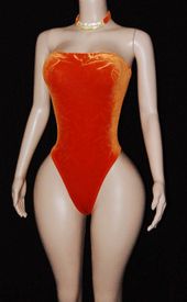 Velvet monokini w/dangle chocker 