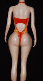 Velvet monokini w/dangle chocker 