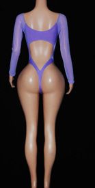 Long sleeve monokini w/mesh