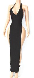 Sequin/lycra  halter gown