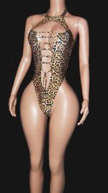 High neck lace up monokini