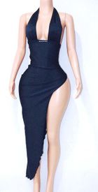 Navy blue halter gown