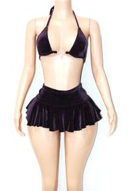 Velvet ruffle sk set w/dangle connector