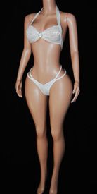 Double strap lace trim thong set