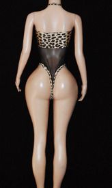 Mesh/lycra monokini w/choker
