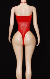 Lycra/mesh monokini w/choker