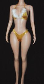 Fur hologram thong set