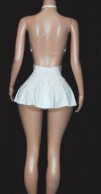 New flared clear back mini w/dangle chocker 