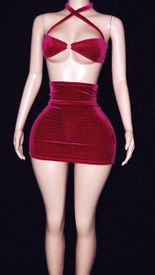 High wasit velvet sk set